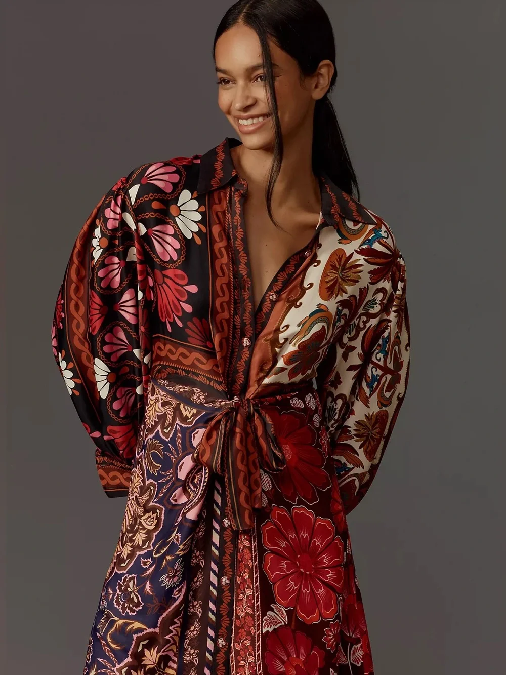 NWOT FARM Rio Miranda Mix Print Midi Dress - Picture 6 of 14